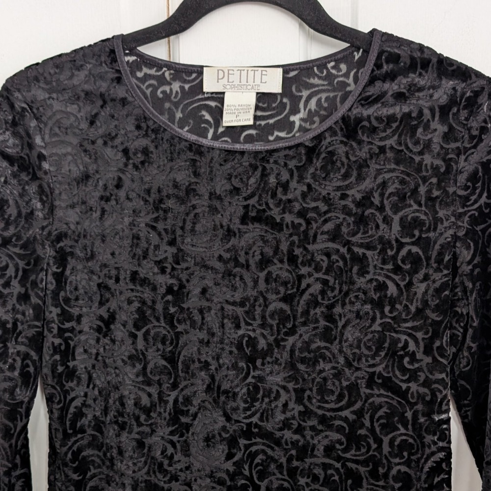 VTG Pet Sophisticate‎ Velvet Burnout Top SM PET Y2K Festival Whimsigoth Grunge
